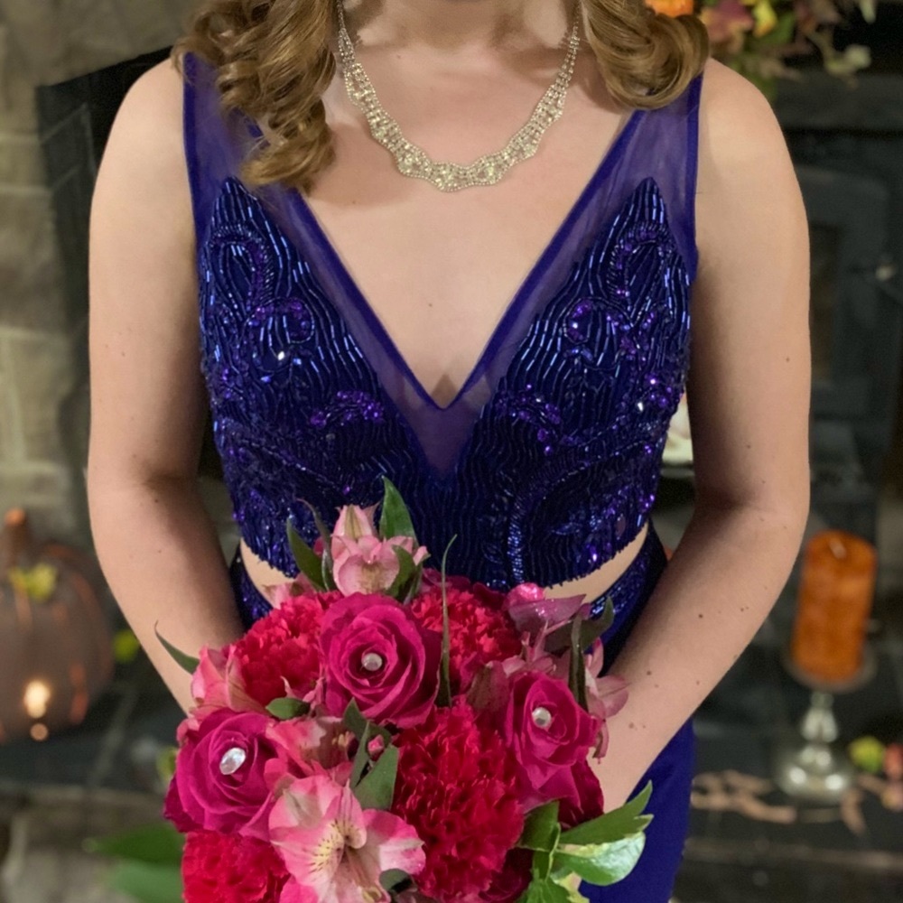 rachel allan two-piece purple homecoming formal dress - Picture 6 of 11